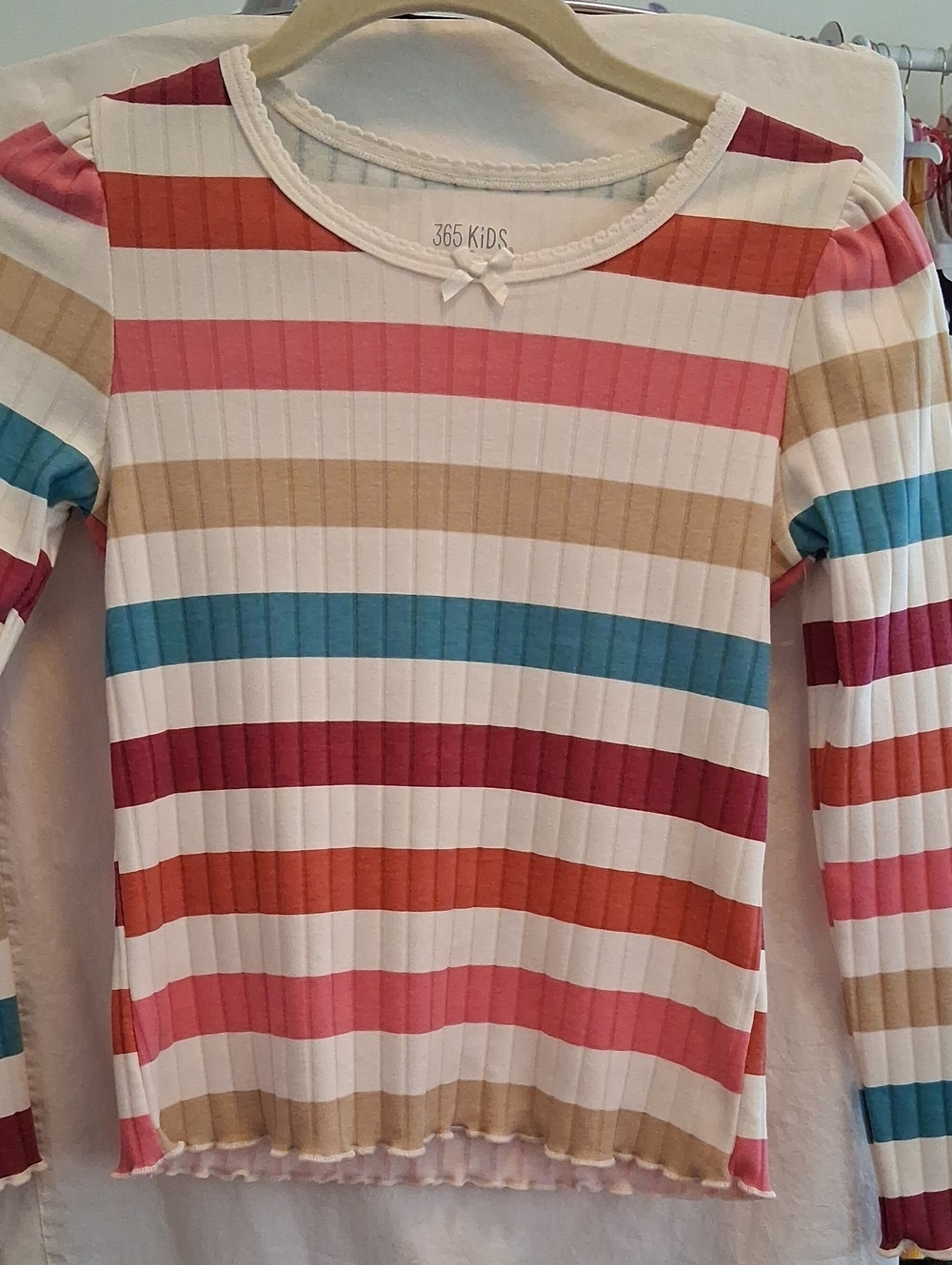 Garanimals Long Sleeve Ribbed Stripe Tee - Pink, Blue, Tan & Red